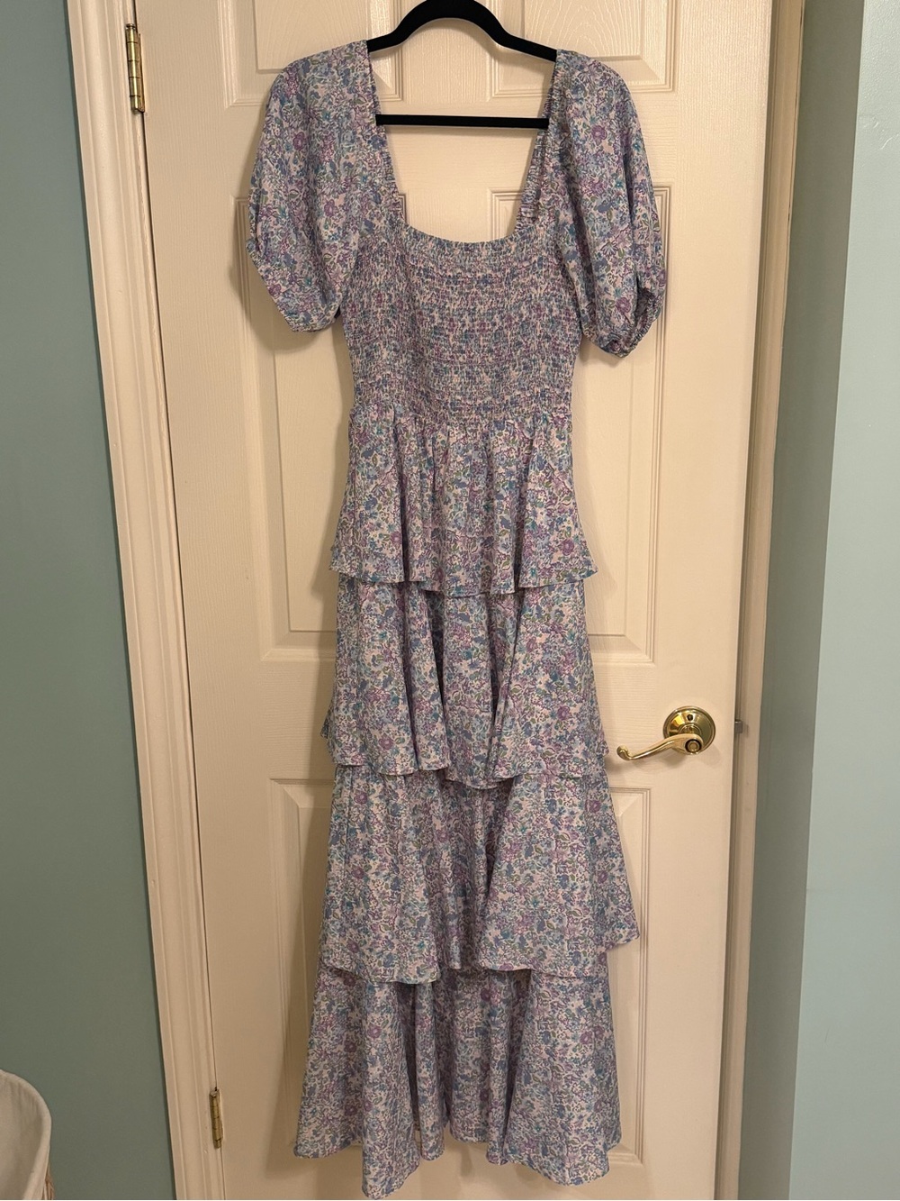 Pinkblush Lavender and Mint Floral Tiered Maxi Dress